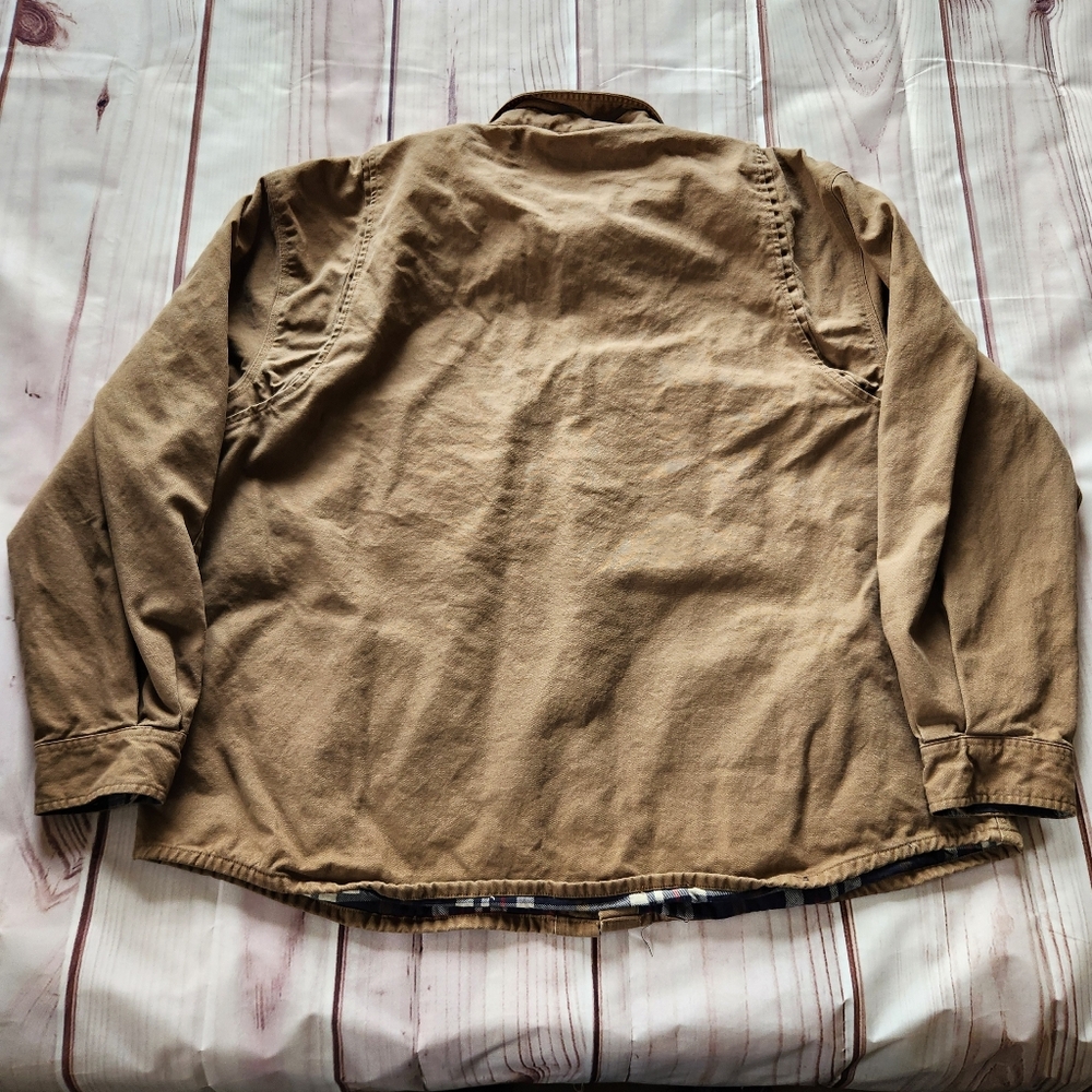 Carhartt "Weathered Canvas Shirt Jac" Flannel-lined Shacket Tan | Men's Size 2XL - Picture 5 of 11